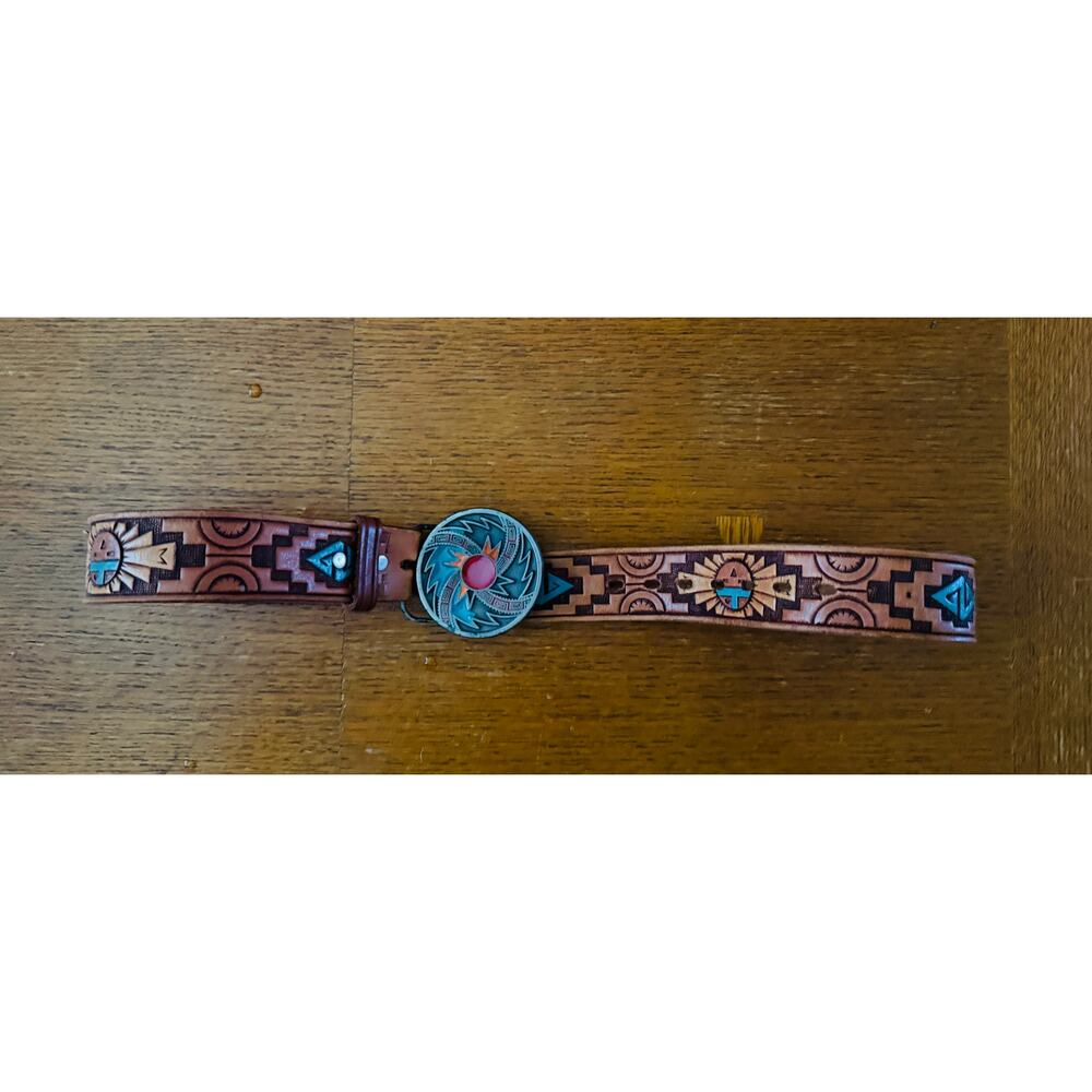 Chamber Phoenix vintage belt buckle with size 34 leather belt genuine leather